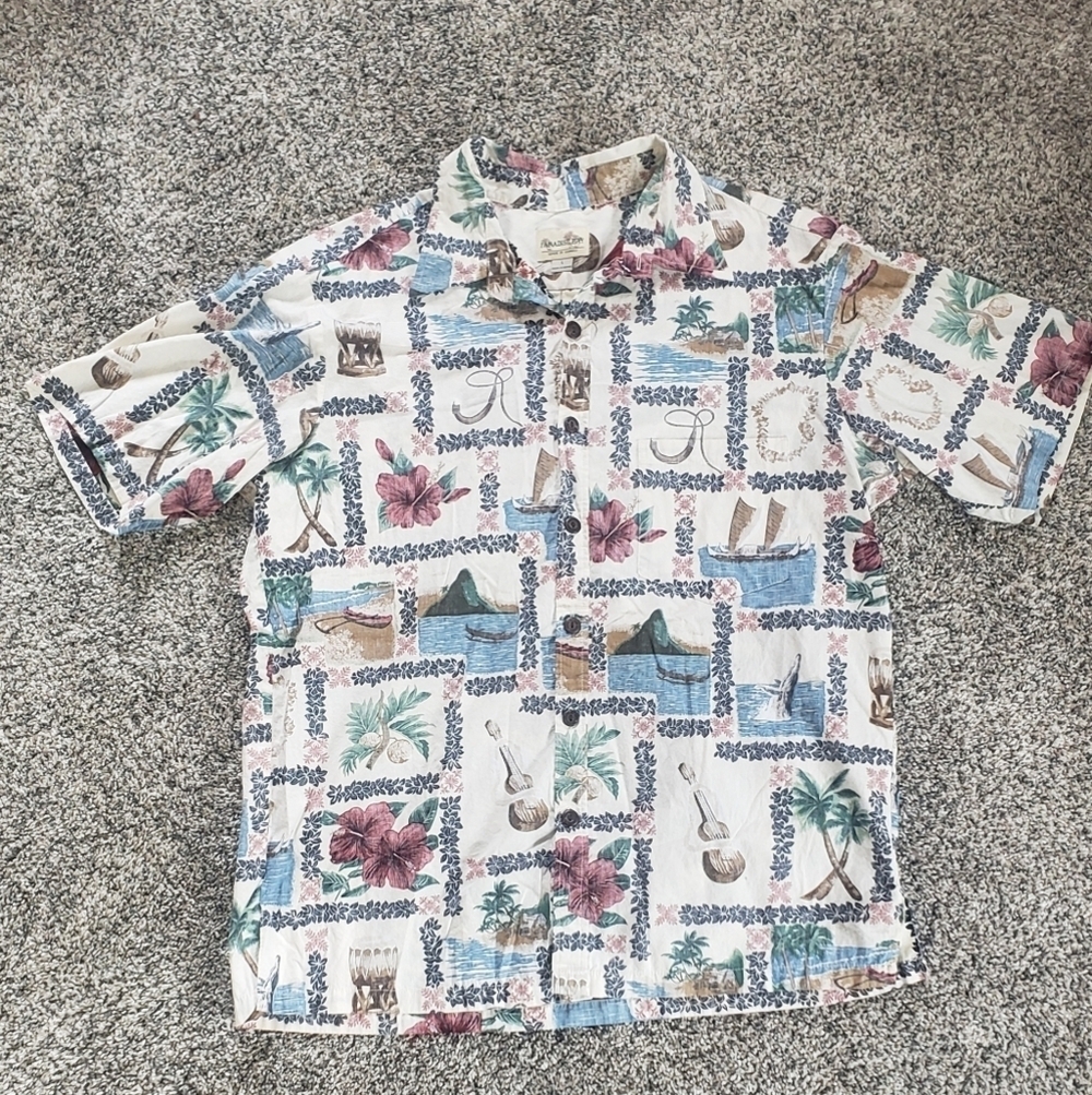 Jamaica Bay| Tropical Print Hawiian Style 100% Cotton Button Up Tshirt